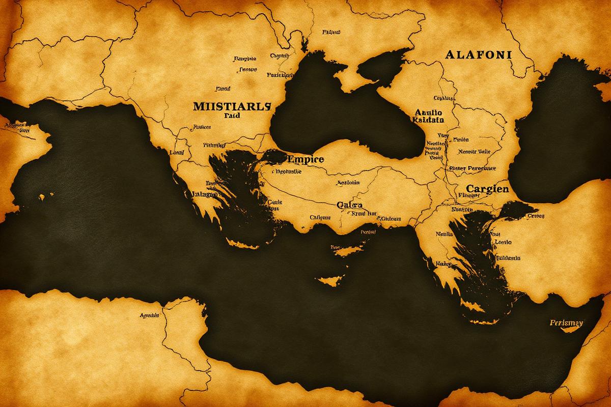 Antique parchment map of the Roman Empire